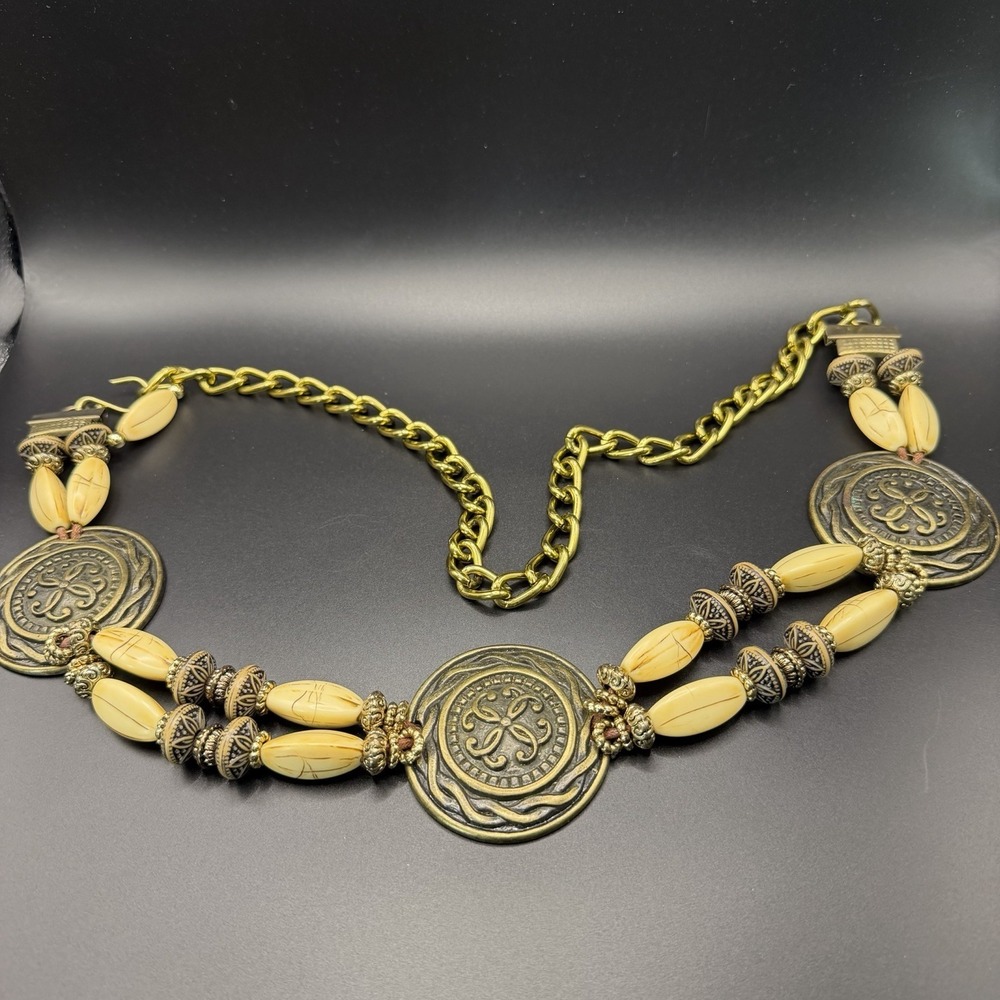 Women's Vintage Bohemian Concho Chain medallion Bead‎  Adjustable belt Western